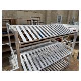 Large Aluminum Rolling Cart. Four Tilted Shelves. Two Bottom Flat Shelves, Side Storage Compartment