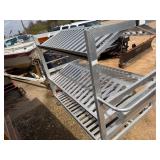 Large Aluminum Rolling Cart. Four Tilted Shelves. Two Bottom Flat Shelves, Side Storage Compartment