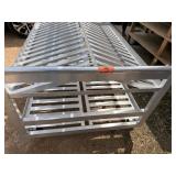 Large Aluminum Rolling Cart. Four Tilted Shelves. Two Bottom Flat Shelves, Side Storage Compartment