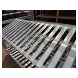 Large Aluminum Rolling Cart. Four Tilted Shelves. Two Bottom Flat Shelves, Side Storage Compartment