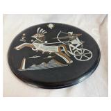 Egyptian-Themed Etched Copper Decorative Wall Plates (Qty 3) 11 1/2', 11 1/2', 9 1/2'