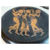 Egyptian-Themed Etched Copper Decorative Wall Plates (Qty 3) 11 1/2', 11 1/2', 9 1/2'