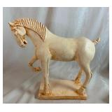 Chinese Tang Dynasty Pottery Horse and Han Dynasty Storyteller Musical Instrument Fish Design