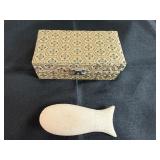 Chinese Tang Dynasty Pottery Horse and Han Dynasty Storyteller Musical Instrument Fish Design