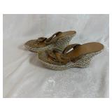 Aerosoles Green Slip on Sandals Size 8, Stuart Weitzman Gold Wedge Sandals ~ 8.5