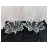 Beautiful Pair of Cristal d'Arques Paris Eight-Pointed Star Large Crystal Bowls 12' x 12' x 5'