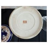 Vintage Italian Ceramic Porcelain Cobalt Ice Bucket and Crystal Ice Bucket with Scroll Handles