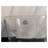 Vintage Italian Ceramic Porcelain Cobalt Ice Bucket and Crystal Ice Bucket with Scroll Handles
