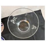 Vintage Italian Ceramic Porcelain Cobalt Ice Bucket and Crystal Ice Bucket with Scroll Handles