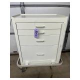 Mobile Locking Medical Supply Cart Rolling Drawer Cabinet Heavy Duty Steel Build Quiet Smooth Drawers Spill-Proof Top + Protective Bumper Easy Rolling Casters #86516