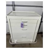 Mobile Locking Medical Supply Cart Rolling Drawer Cabinet Heavy Duty Steel Build Quiet Smooth Drawers Spill-Proof Top + Protective Bumper Easy Rolling Casters #86516