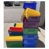 MSRP $1800 HUGE Lot #2 of 90+ AkroBins Stackable Storage Bins Mixed Sizes Heavy Duty Organizer Bins Perfect For garage organization, workshop parts, tools, hardware, craft rooms, warehouse sorting, sc