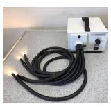Fostec DCR II DDL Light Source. High-intensity 150W halogen lamp, DC regulated for stable, flicker-free light. Ideal for precision microscopy and industrial inspection. Includes gooseneck fiber optic 