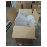 CLEAR, STACKABLE PLASTIC BINS.