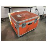 Large Rolling Heavy Duty Equipment Road Case on Casters - Maxline Custom Cases with Hinged Lid
