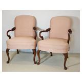 Elegant Queen Anne Armchairs with Petal Upholstery