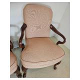 Elegant Queen Anne Armchairs with Petal Upholstery