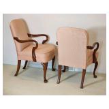 Elegant Queen Anne Armchairs with Petal Upholstery