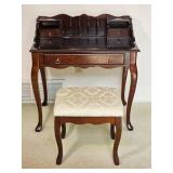 Bombay Company Mahogany Writing Desk & Stool