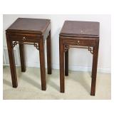 Drexel Chinese Chippendale Mahogany Nightstands