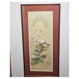 Moon and Autumn Plants ~ Framed Print of Sakai Hoitsu Ink on Silk