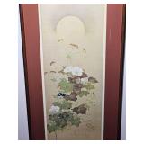 Moon and Autumn Plants ~ Framed Print of Sakai Hoitsu Ink on Silk