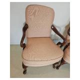 Elegant Queen Anne Armchairs with Petal Upholstery
