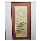 Moon and Autumn Plants ~ Framed Print of Sakai Hoitsu Ink on Silk