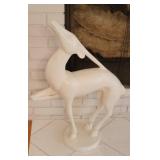 Large Art Deco Style White Ceramic Gazelle Sculpture