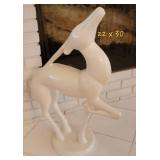 Large Art Deco Style White Ceramic Gazelle Sculpture