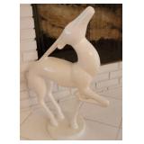 Large Art Deco Style White Ceramic Gazelle Sculpture