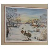 Folk Art Print Evening Services of Long Ago by Artist Mamie Falk ~ 346/580