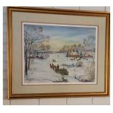 Folk Art Print Evening Services of Long Ago by Artist Mamie Falk ~ 346/580