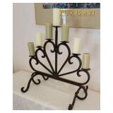 Heavy Wrought Iron Scrollwork Fireplace Candelabra