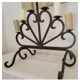 Heavy Wrought Iron Scrollwork Fireplace Candelabra