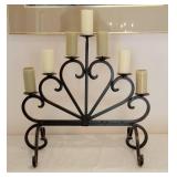 Heavy Wrought Iron Scrollwork Fireplace Candelabra