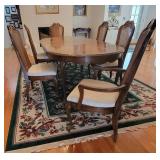 Elegant American Furniture Pecan Dining Table with Six Cane Back Chairs