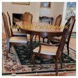 Elegant American Furniture Pecan Dining Table with Six Cane Back Chairs