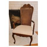 Elegant American Furniture Pecan Dining Table with Six Cane Back Chairs