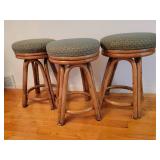 Vintage Rattan Counter Stools ~ Set of 3