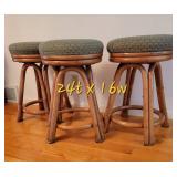 Vintage Rattan Counter Stools ~ Set of 3