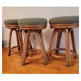 Vintage Rattan Counter Stools ~ Set of 3