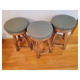 Vintage Rattan Counter Stools ~ Set of 3