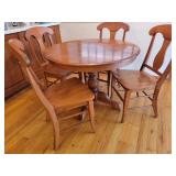 Canadian Elm Round Pedestal Dining Table Set with 4 Chairs