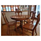 Canadian Elm Round Pedestal Dining Table Set with 4 Chairs