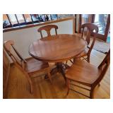 Canadian Elm Round Pedestal Dining Table Set with 4 Chairs