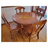 Canadian Elm Round Pedestal Dining Table Set with 4 Chairs