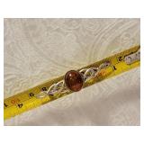 Sterling Silver Amber Cabochon Brooch Pin