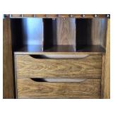 Vintage Mediterranean Style Carved Wood Cabinet with Double Doors and Drawers