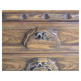 Long Rustic Spanish Style Vanity with Carved Doors and Drawer Storage